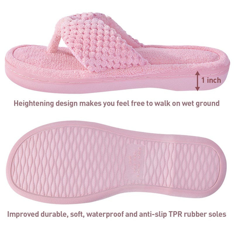 Parlovable Women's Flip Flop Slippers Memory Foam Slip on Thong Slipper, Breathable Cozy Open Toe House Shoes, Anti-Skid Rubber Sole Sandal Indoor Outdoor Pink 9-10 - Image 3